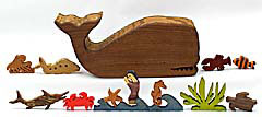 wooden whalebox with seacreatures