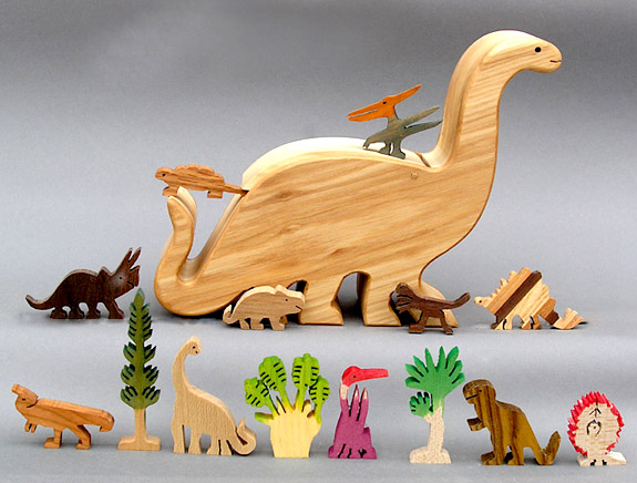 wooden animals in a animal box