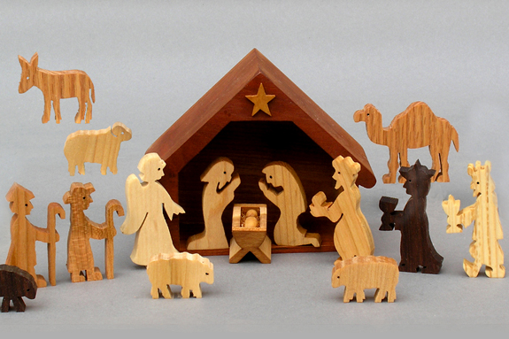 wooden nativity scene